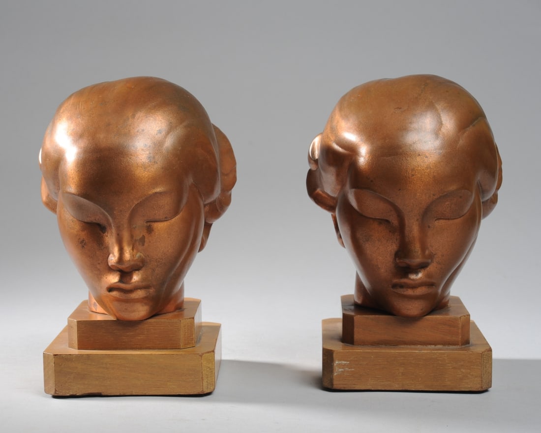 Pair Art Deco Style Bust Sculptures / Bookends (1 of 4)