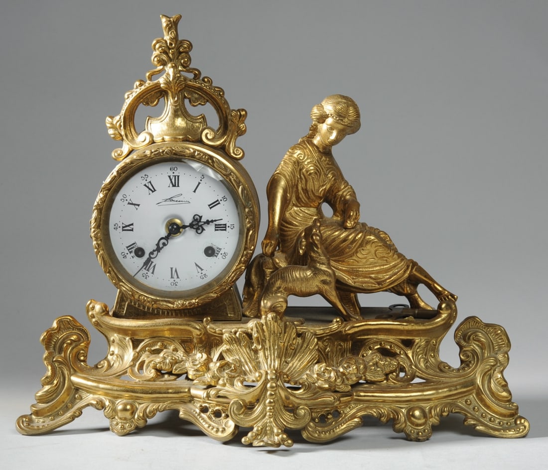 Les Classiques Figural Brass Mantel Clock (1 of 5)