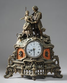 Les Classiques Figural Brass Mantel Clock