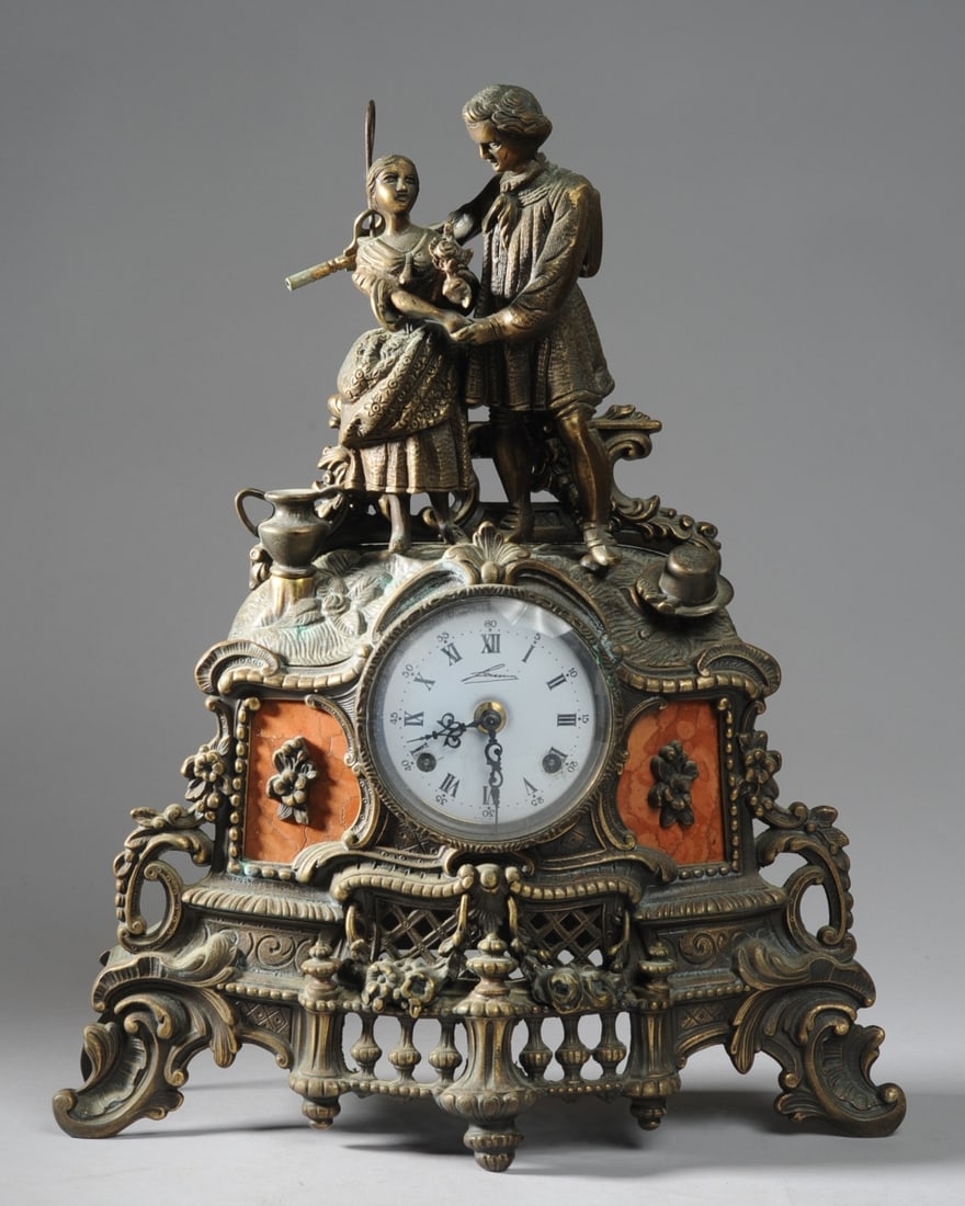 Les Classiques Figural Brass Mantel Clock (1 of 8)
