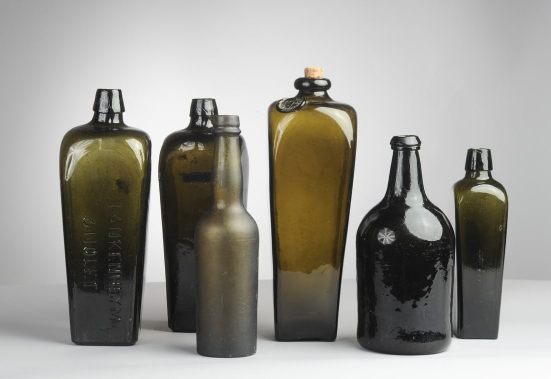 Six Antique Glass Bottles (1 of 8)