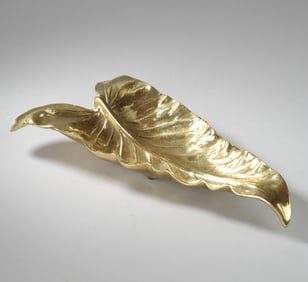 Leaf-Form Brass Dish