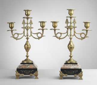 Pair Late 19th / Early 20th C. Brass Candelabra