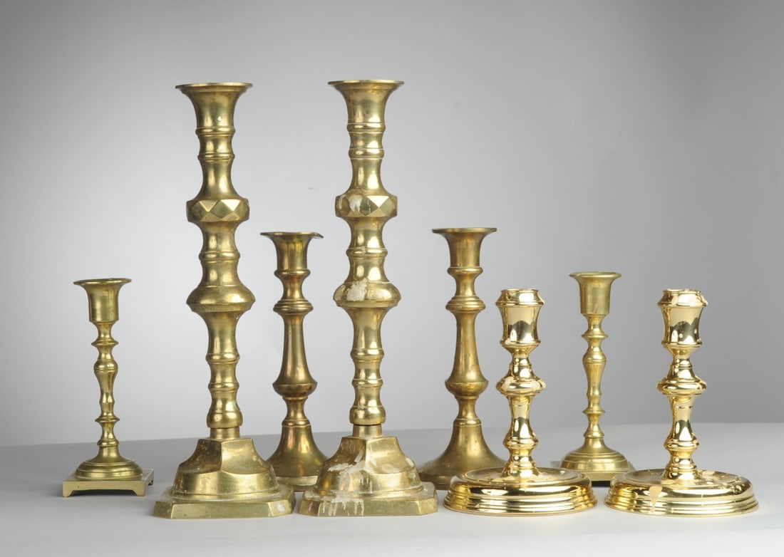 Lot Vintage and Antique Brass Candlesticks (1 of 5)