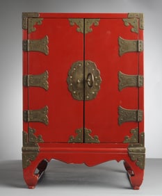 Korean Red Lacquer Miniature Chest