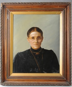 19th C. Oil on Canvas Board Portrait of a Lady