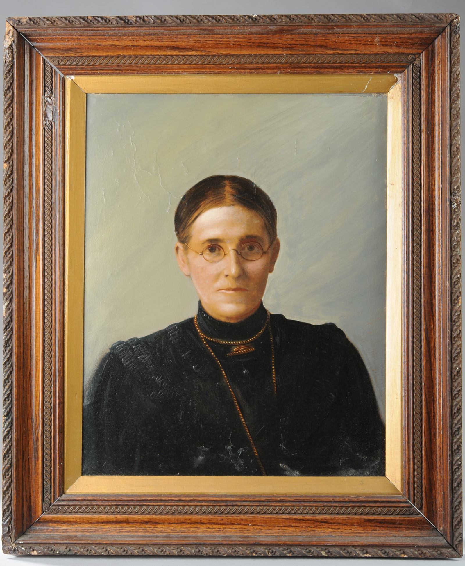19th C. Oil on Canvas Board Portrait of a Lady (1 of 2)