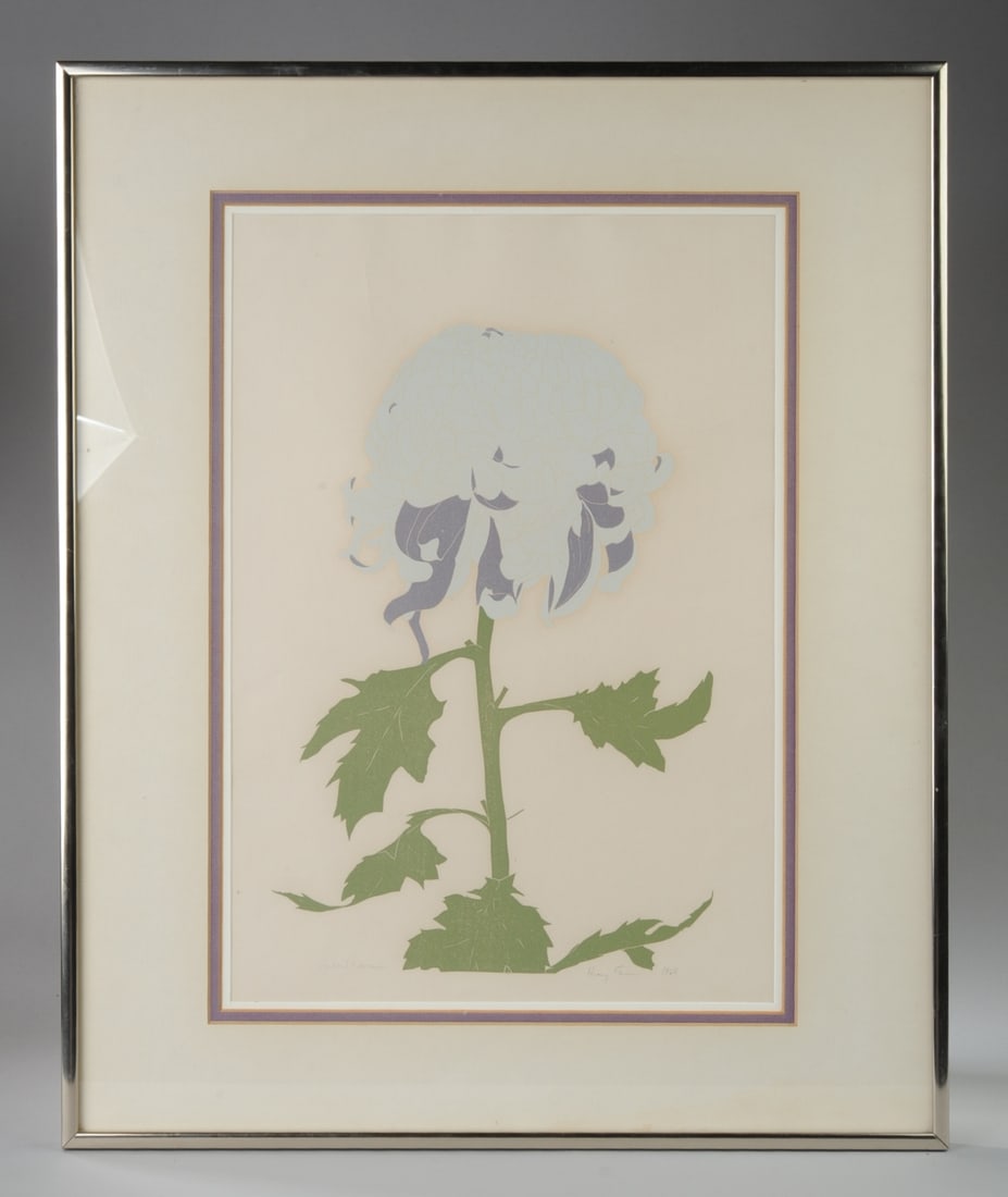 Henry Evans "Chrysanthemum" Original Linocut (1 of 3)