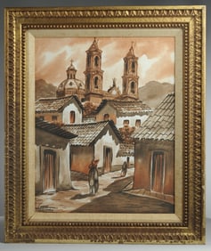 Oil on Canvas Signed Sanjuan, Taxco Scene
