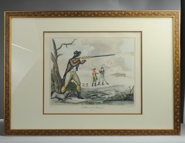 Two Hand-Colored Offset Prints, French Hunt Scenes
