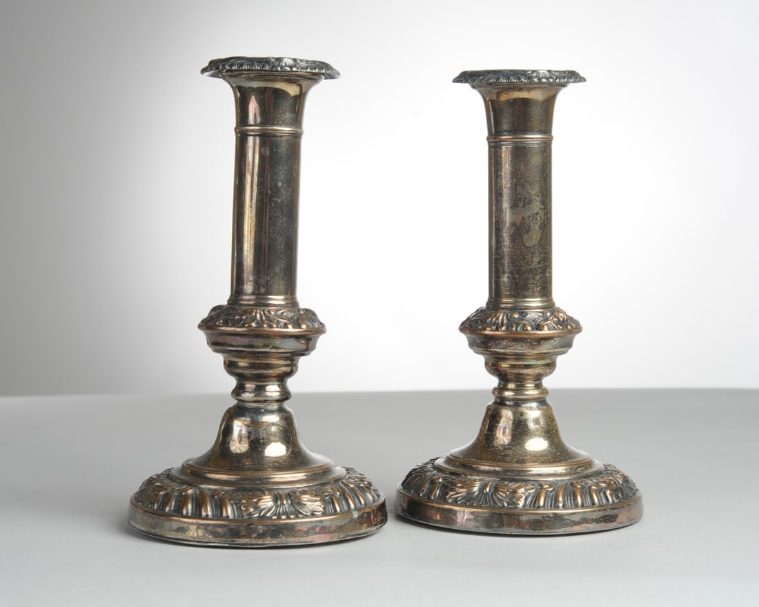 Pair Weighted Silverplate Candlesticks (1 of 4)