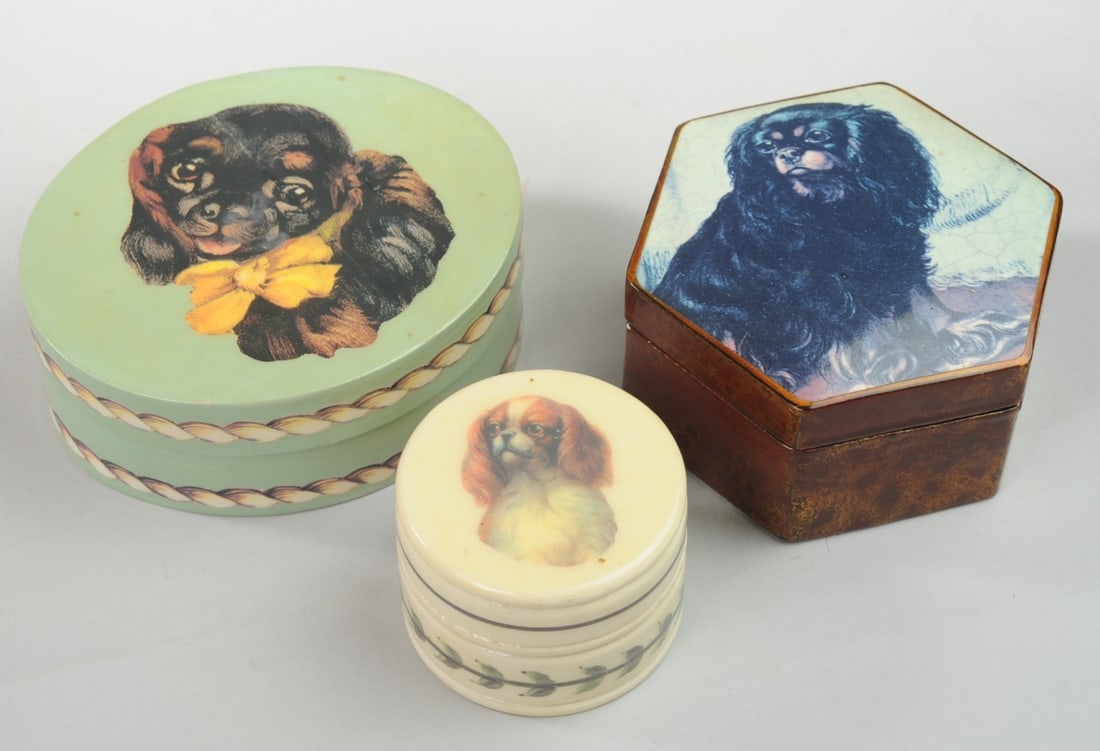 3 Small Boxes with Cavalier King Charles Spaniels (1 of 7)