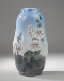 Vintage Royal Copenhagen Hollyhock Vase