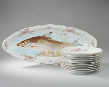 10 LS&S Carlsbad Austrian Porcelain Fish Plates