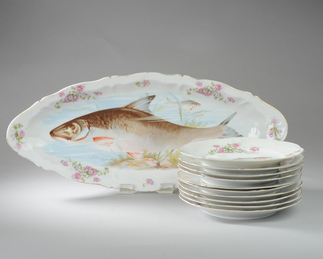 10 LS&S Carlsbad Austrian Porcelain Fish Plates (1 of 6)