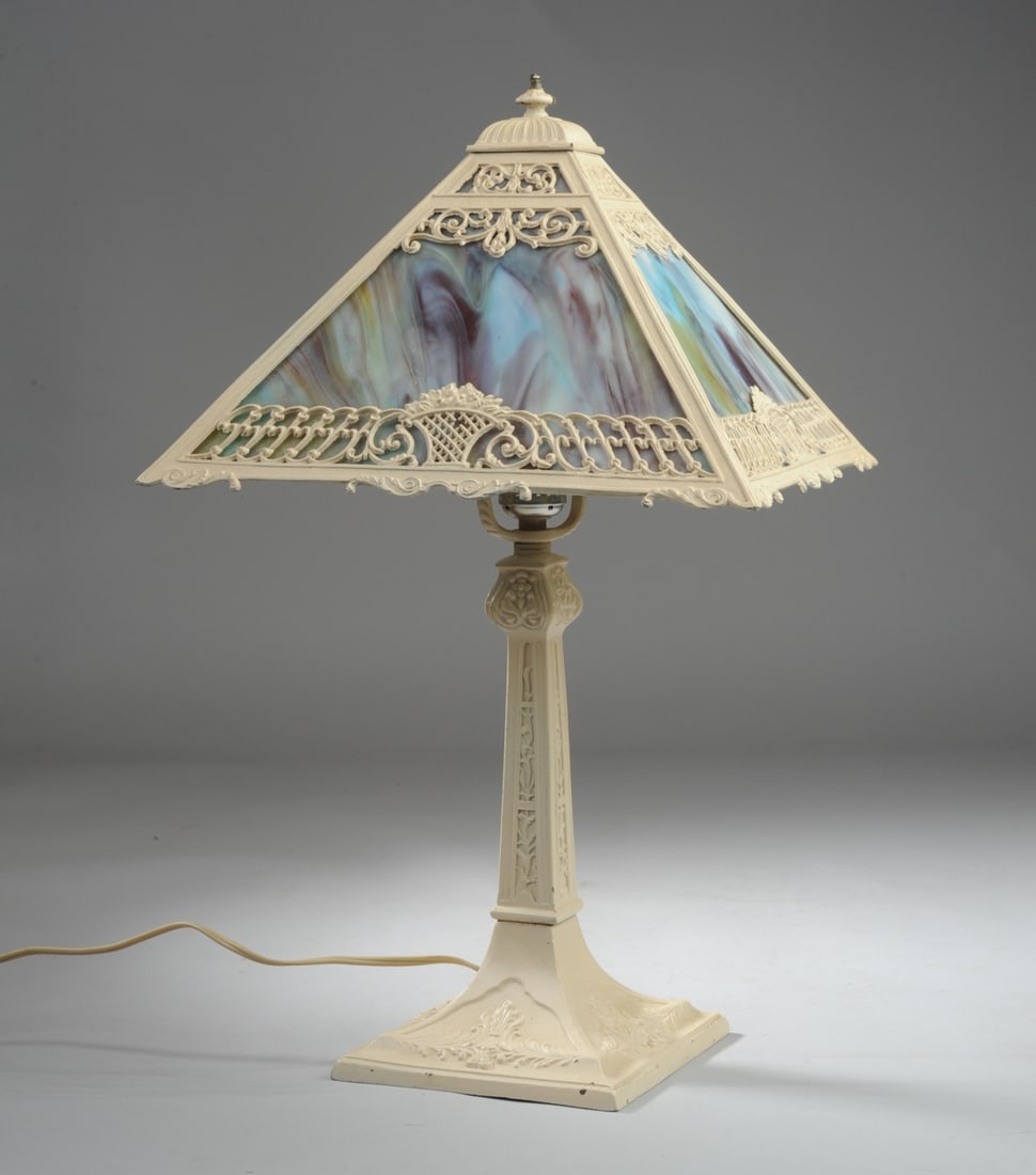 Antique Slag Glass Lamp (1 of 4)