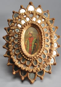 Cuzco School Mirrored Gilt Frame w/ Icon
