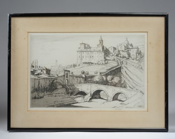 Ernest D. Roth Etching, "Spoleto, Italy"