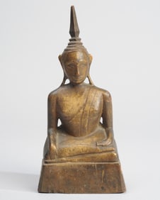 19th C. Burmese Carved Gilt Wood Buddha