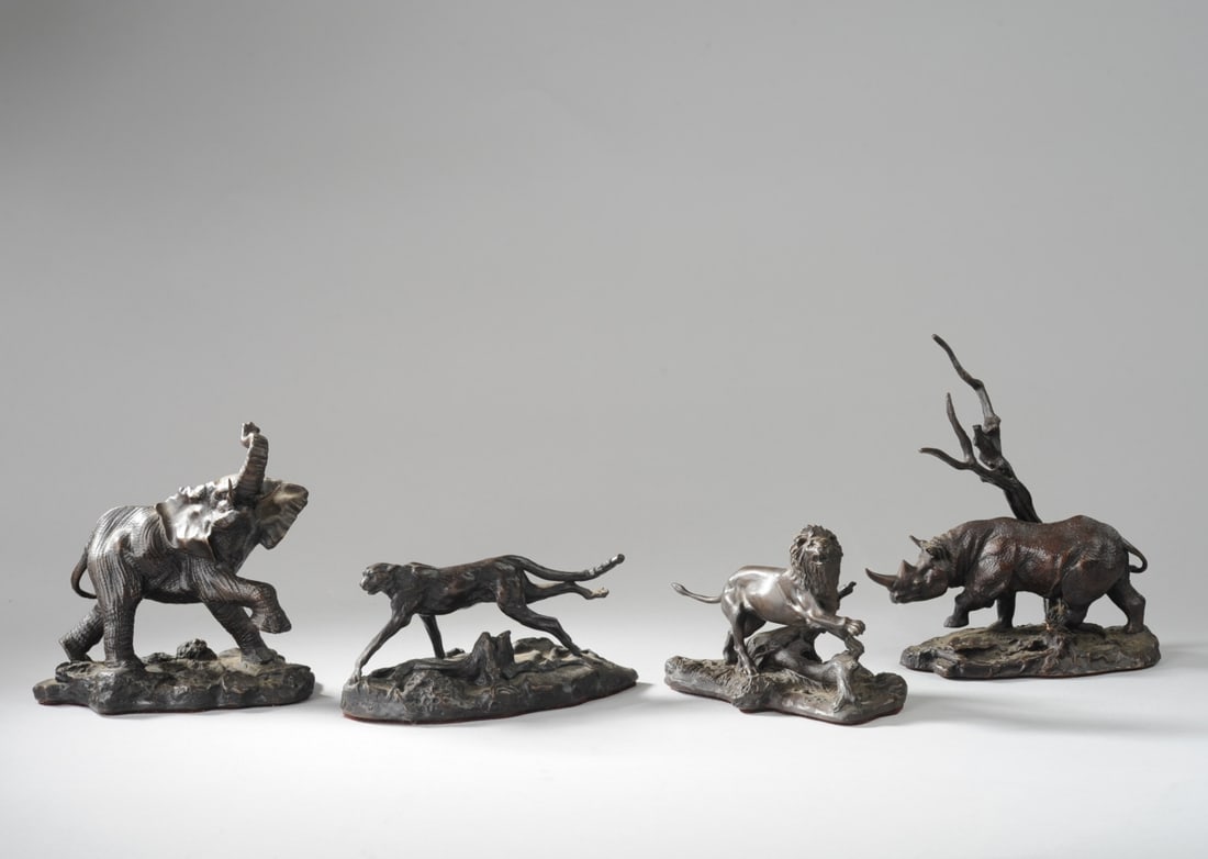 Four Diminutive Franklin Mint Bronze Animals (1 of 7)