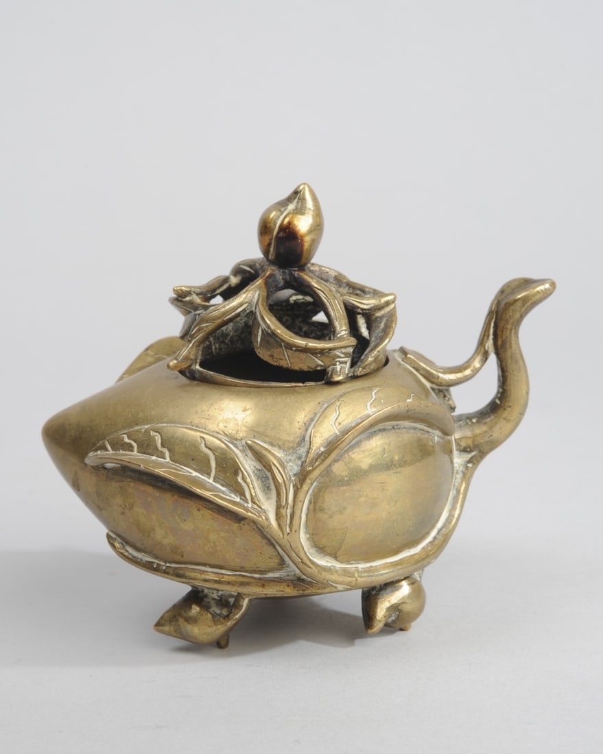 Chinese Brass Peach Form Censer (1 of 7)