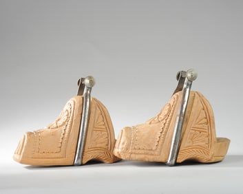 Pair South American Carved Stirrups