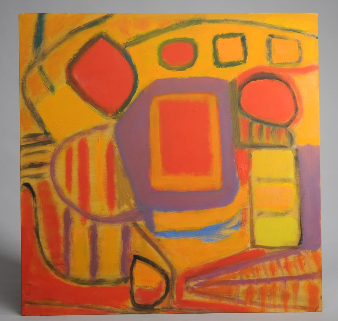 Jan Carl ter Weele (1935 - 2022) Oil on Panel: "24 Square #3" abstract oil on panel by Jan Carl ter Weele (1935 - 2022), signed lower left, signed and titled to verso, unframed. Approx. 24" x 24". Jan Carl ter Weele was born in the Netherlands and