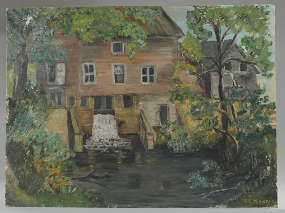 Signed Oil on Board of Mill or Pumping Station (1 of 5)