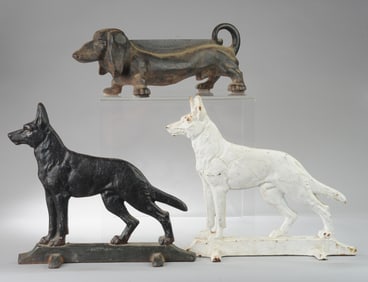 Three Cast Iron Dog Doorstops / Boot Scrapers
