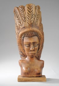 Signed Folk Art Wood Carving