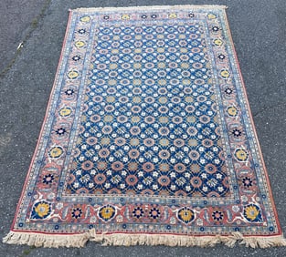 Salmon, Blue & Gold Wool Waramin Rug