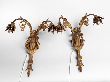 Pair Louis XVI Style Figural Sconces