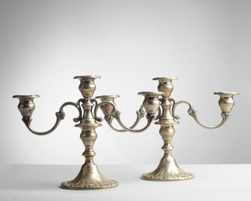 Pair of Gorham Weighted Sterling 3-Arm Candelabra