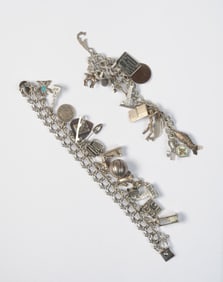 Two Sterling Silver Charm Bracelets, Mixed Charms