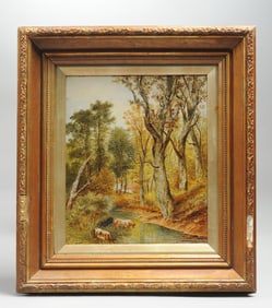 Oil Painting, Cows in a Landscape