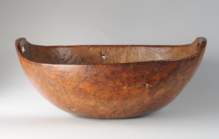 Large Iriquois Double Handle Ash Burl Bowl