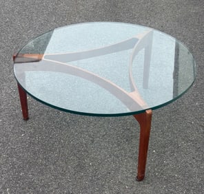 Danish Mid Century Modern Glass Top Table