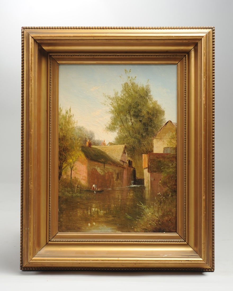 19th C. Oil Painting of Water Mill (1 of 5)