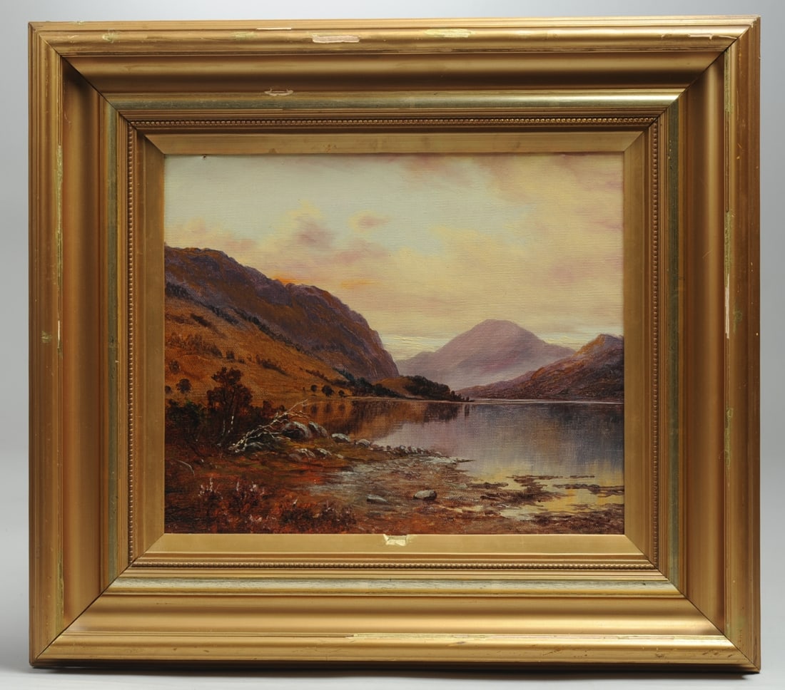 Oil Painting, Scottish (?) Mountain Lake (1 of 9)