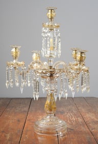 Venetian Style Glass and Gilt 5-Light Candelabra