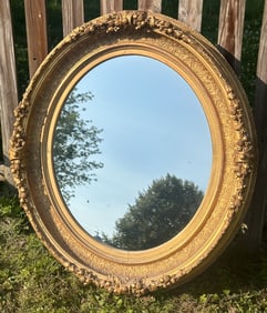 Large 19th C. Gilt Oval Frame Mirror
