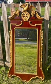 Large Chippendale Style Parcel Gilt Mirror