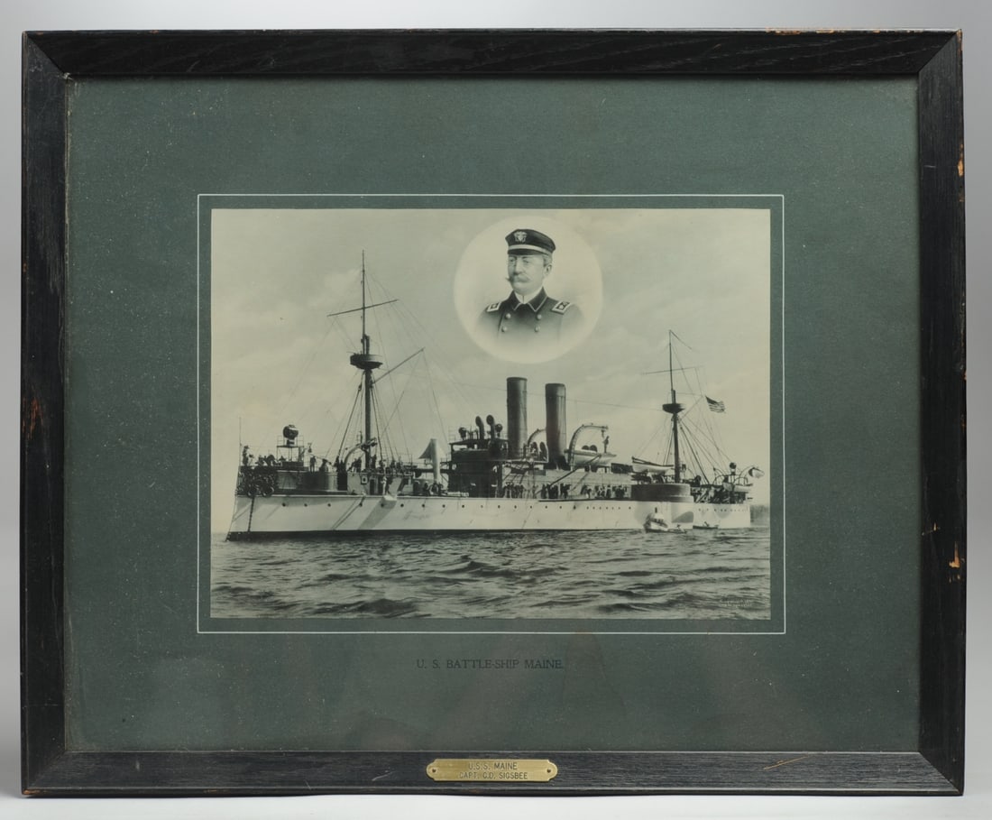 19th C. Photogravure, U.S.S. Maine, Capt. Sigsbee (1 of 6)