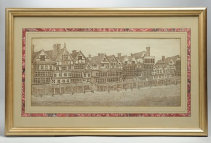 Orig. 1840 Drawing London Scenes by Amelia Gardner