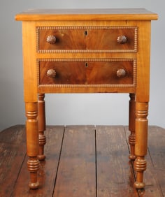19th C. 2-Drawer Side Table