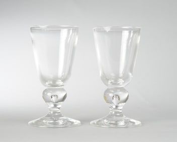 Two Steuben Stemware 'Tear Drop' Goblets