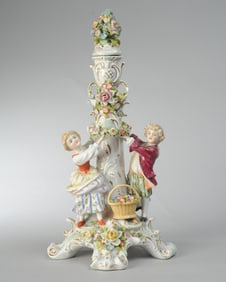German Porcelain Figural Centerpiece / Candlestick