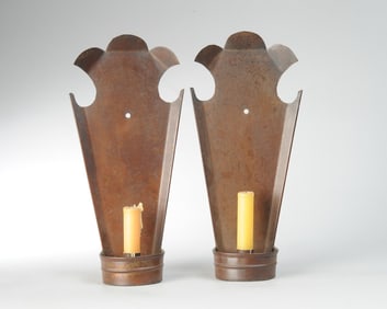 Pair Copper Candle Sconces