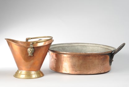 Antique Copper Pot + Copper Scuttle