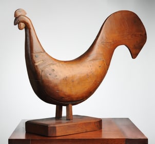 Large c. 1800 Carved Pine Folk Art Cockerel